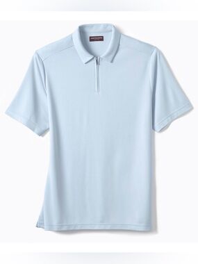🌾 Johnston & Murphy Pale Blue‎ Short-Sleeve Zip Polo